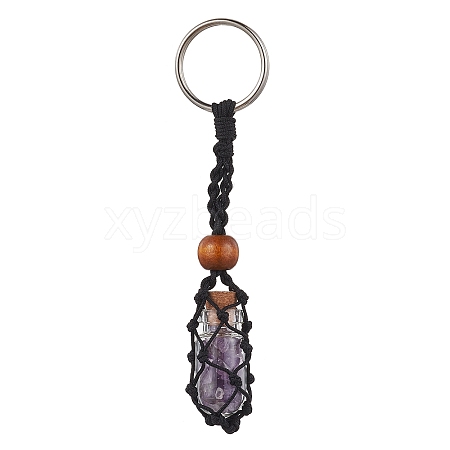 Natural Amethyst Wishing Bottle Keychain KEYC-JKC00726-02-1