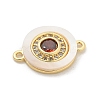 Brass Micro Pave Clear Cubic Zirconia & Shell Connector Charms KK-M303-03G-03-2