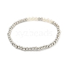 Brass & ABS Plastic Imitation Pearl Round Beaded Stretch Bracelets for Women BJEW-G704-02P-2