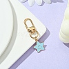 Star with Smiling Face Alloy Enamel Pendant Decorations HJEW-YW00010-02-1