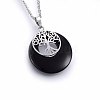 Natural Dyed & Heated Black Agate Pendant Necklaces NJEW-P228-A01-1