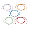 5Pcs 5 Colors Adjustable Glass Seed Beaded Anklets AJEW-AN00636-2