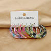 3 Pairs Alloy Acrylic Hoop Earrings FS-WG99021-02-1
