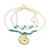 Boho Dyed Synthetic Turquoise Chip & Plastic Pearl Multi Layered Necklaces NJEW-U006-04A-G-2