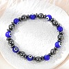 Handmade Evil Eye Lampwork Beads Stretch Bracelets BJEW-JB04461-02-4