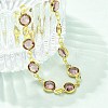 304 Stainless Steel Flat Round Acrylic Rhinestone Cup Chain Anklets for Women LS-AJEW-B031-02G-01-2