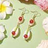 Cowrie Shell Flower Dangle Earrings EJEW-MZ00250-04-2