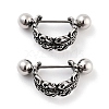 Flower 316 Surgical Stainless Steel Shield Barbell Hoop Earrings EJEW-Z050-46AS-1