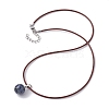 Natural Blue Spot Jasper Round Pendant Necklaces NJEW-JN04478-03-3