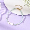 Moon Star Natural Shell and Nuggets Natural Glass Beaded Bracelets BJEW-JB14483-1