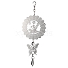 Butterfly 201 Stainless Steel 3D Wind Spinner with Glass Pendant HJEW-E011-01P-02-1