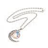 Glass Religion Fairy with Crescent Moon Pendant Necklace NJEW-P270-01D-2