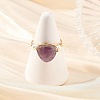 Gemstone & Shell Pearl Copper Wire Finger Rings for Women RJEW-JR01110-2