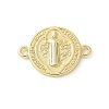 Brass Saint Benedict Medal Connector Charms KK-P294-01G-1