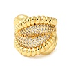 Brass Micro Pave Clear Cubic Zirconia Open Cuff Rings for Women RJEW-A048-13G-2