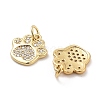 Paw Print Rack Plating Brass Micro Pave Cubic Zirconia Charms KK-G512-22G-2