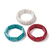 Dyed Synthetic Turquoise Rectangle Beaded Stretch Bracelets BJEW-P299-01B-1