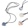 Natural Fluorite Pendant Necklace with Cowhide Leather Cords NJEW-JN04463-1