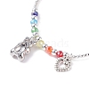 Bear and Open Heart Charm Bracelet with Curved Tube Beads for Women BJEW-TA00052-5