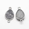 Electroplate Natural Druzy Crystal Teardrop Links connectors G-A124-02B-S-1