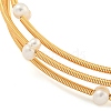 Three-Loops Brass & Natural Freshwater Pearl Beaded Wrap Bracelets for Women BJEW-F470-01G-3