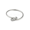 Non-Tarnish 304 Stainless Steel Round Ball Open Cuff Finger Rings for Women RJEW-C105-01P-2