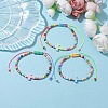 Cross & Round Acrylic Braided Bead Bracelets BJEW-JB10239-02-5