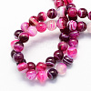 Round Natural Striped Agate/Banded Agate Stone Beads Strands G-S118-8mm-02-2