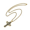 304 Stainless Steel Eucharist Holy Communion Cross Pendant Box Chain Necklaces NJEW-M010-04G-2