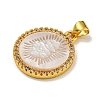 Rack Plating Brass Micro Pave Clear Cubic Zirconia Flat Round Pendants LS-KK-U025-10G-09-2