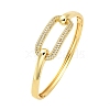 Brass Micro Pave Clear Cubic Zirconia Hollow Rectangle Hinged Bangles for Woman BJEW-M312-03C-G-1