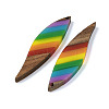 Pride Rainbow Theme Resin & Walnut Wood Pendants WOOD-K012-12D-2