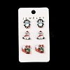 Christmas Theme Wood Stud Earrings EJEW-U016-06P-02-1