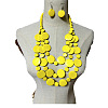 Ethnic Style Wood Flat Round Beaded Multilayer Necklaces & Dangle Earrings Sets WG19BD2-07-1