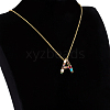 Golden Brass Micro Pave Cubic Zirconia Initial Pendants Necklaces NJEW-S069-JN002-A-2