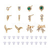 Fashewelry 12Pcs 6 Style Brass Micro Pave Cubic Zirconia Stud Earring Findings KK-FW0001-10-12
