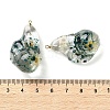 Inner Dried Flower Transparent Resin Pendants RESI-A043-05B-3