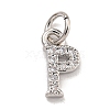 Initial Letter Brass with Cubic Zirconia Charms KK-Q814-26P-P-1