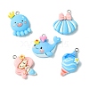 30Pcs 5 Styles Sea Animal Opaque Resin Pendants RESI-CJ0003-62-3