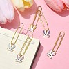 Rabbit Alloy Enamel Pendant Bookmarks AJEW-JK00306-2