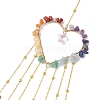 Wire Wrapped Chakra Natural Gemstone Chips Heart Hanging Ornaments HJEW-JM02368-4