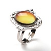 Glass Oval Mood Ring RJEW-C031-02P-2