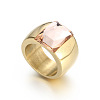 304 Stainless Steel & Glass Finger Rings FS-WGBA2F3-07-1