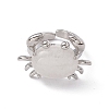 Natural Quartz Crystal Crab Open Cuff Ring RJEW-I090-01P-15-2