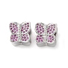 Butterfly Brass Micro Pave Cubic Zirconia European Beads KK-C086-16P-01-1