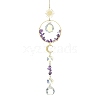 Glass Beads &  Natural Amethyst Chip Beads & Brass Hanging Suncatchers HJEW-JM04994-01-1