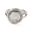 Natural Quartz Crystal Round Adjustable Rings RJEW-K271-02P-03-2