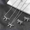 Bowknot 304 Stainless Steel 
Stud Earrings & Necklaces & Bracelets Sets SJEW-Q001-02P-5