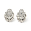 Teardrop Brass Pave Clear Cubic Zirconia Stud Earrings EJEW-N054-40P-1