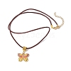Alloy Enamel Butterfly Pendant Necklaces NJEW-JN04580-01-4